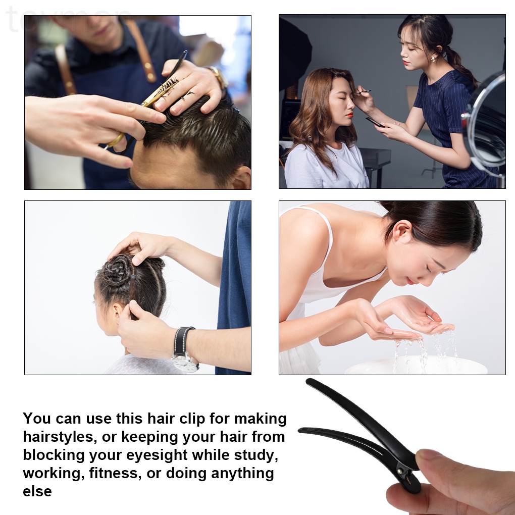 [Hàng mới về] Kẹp tóc dài màu đen bằng nhựa chống trượt cho thợ cắt tóc chuyên nghiệp