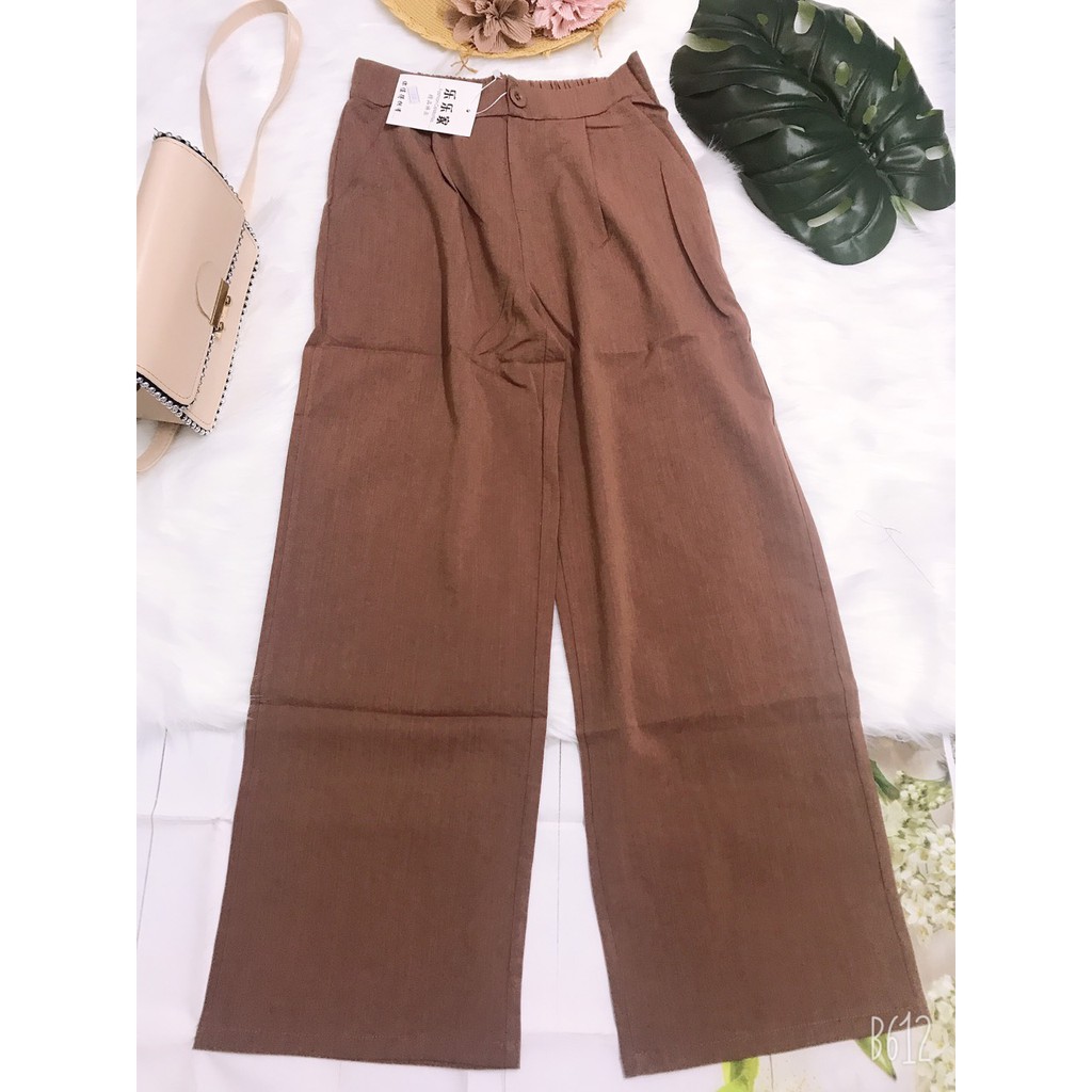 Quần ống rộng form dài 87cm lưng nút trước lưng thun sau vải dày đứng ống quần | BigBuy360 - bigbuy360.vn