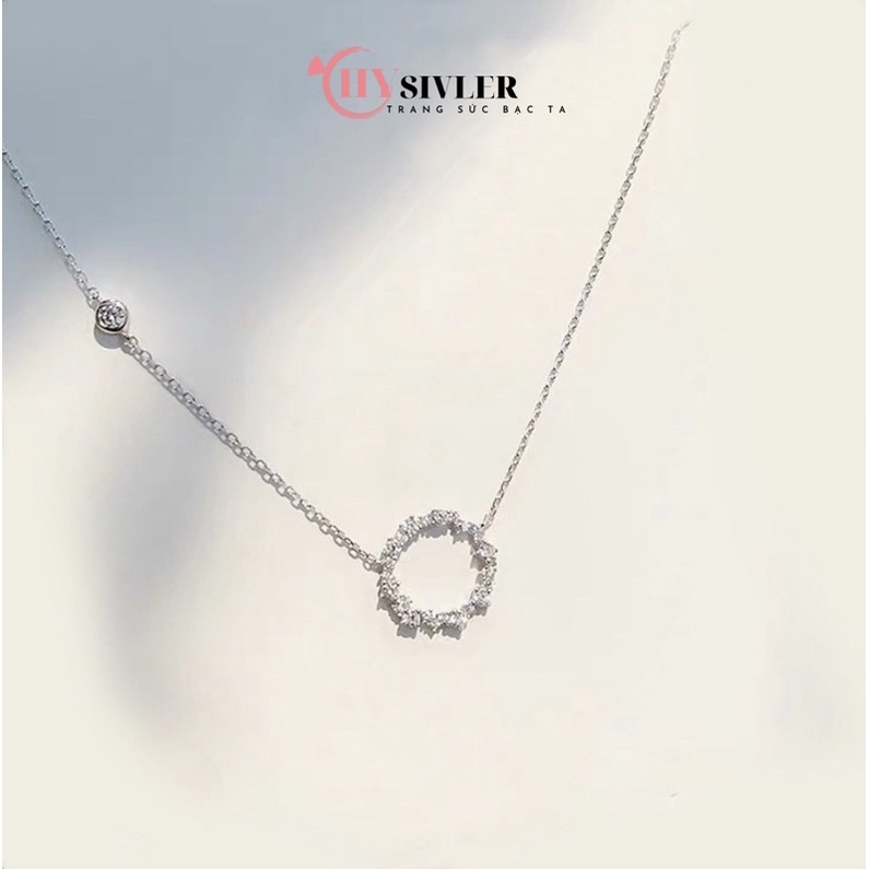 Dây chuyền bạc ta huyền thoại biển xanh mặt tròn nạm đá nữ tính dây chuyền nữ bạc thật