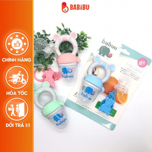 Túi Nhai Ăn Dặm Chống Hóc 3 Núm Nhai Babuu Nhật Bản Kèm Dây Kẹp Cho Bé Ăn Dặm Babibu - TNB