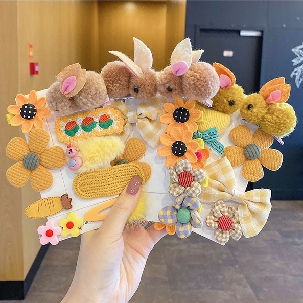 Set 8 Kẹp Tóc Vải Len Thêu Nơ Hoa Xinh Xắn Phong Cách Hàn Quốc Nhiều Màu Vintage Dùng Được Cho Cả Mẹ Và Bé