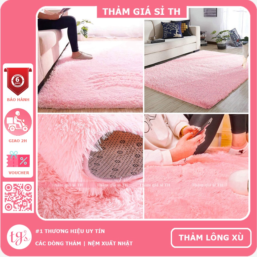 Thảm Lông Trải Sàn Phòng Ngủ Lông Xù Hồng 100x160