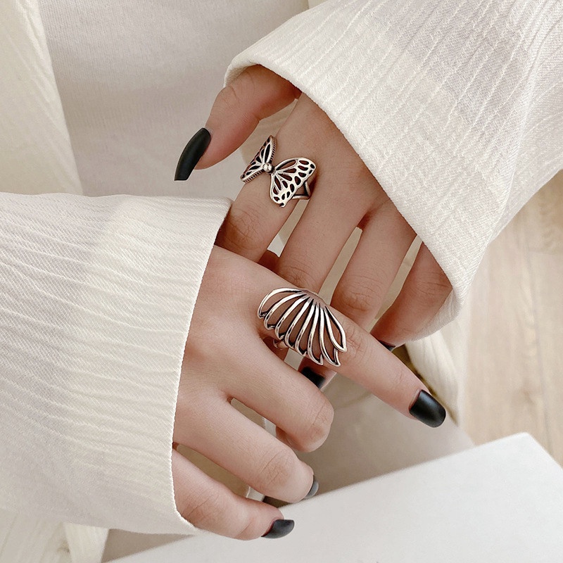 Nhẫn Hình Bướm/ Lông Vũ/ Lông Vũ Có Thể Điều Chỉnh Độc Đáo Thời Trang