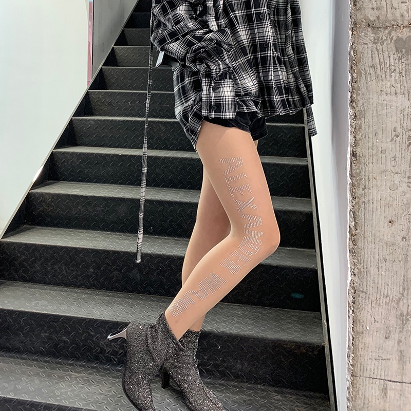 DUNEA Quần tất in chữ cái tiếng anh thời trang cho nữ