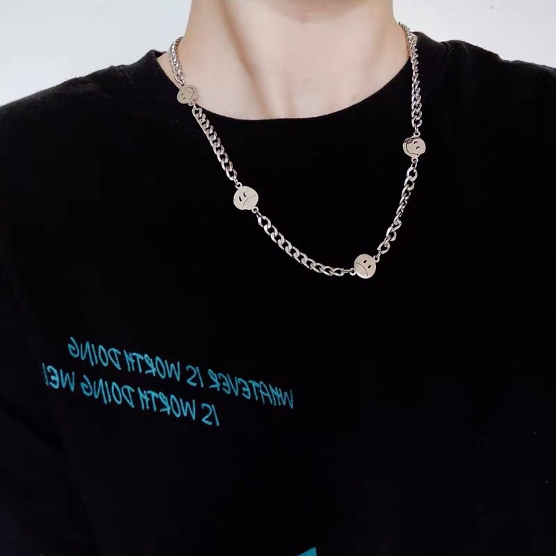 Dây chuyền mặc cười unisex thép không rỉ (có sẵn)