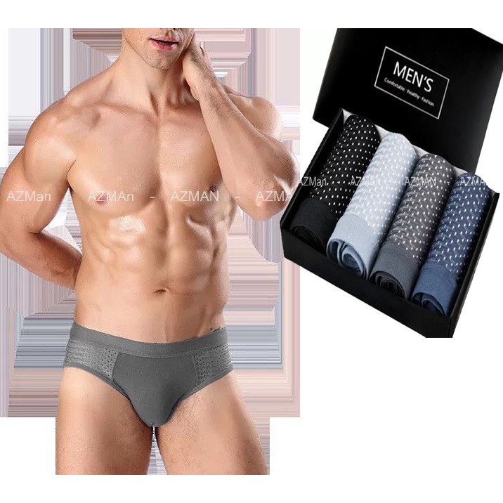 Hộp 4 Quần Lót Sịp Tam Giác Nam Brief Thông Hơi sexy lịch lãm cao cấp Men303