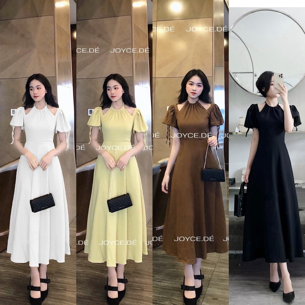 : 🍀VÁY CỔ YẾM TAY BỒNG DÁNG DÀI LOLLA FASHION