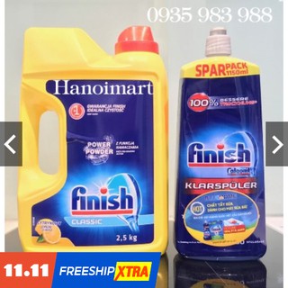 Combo Bột rửa bát Finish 1.0kg+750ml Nước làm Bóng Finish