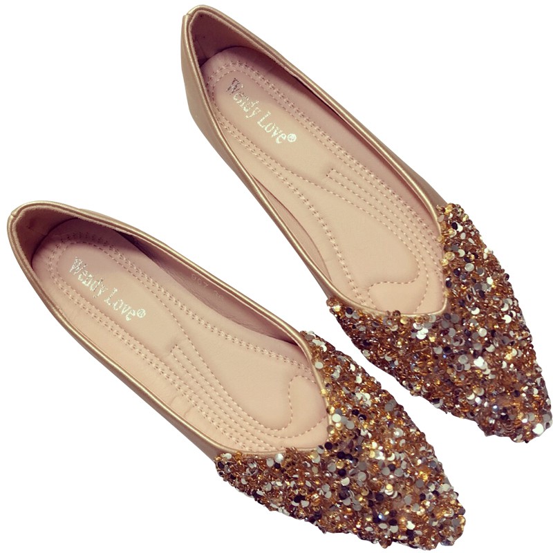 Giày Búp Bê Đế Mềm Đính Kim Sa Lấp Lánh Phong Cách Hàn Quốc Cho Bé Gái | BigBuy360 - bigbuy360.vn