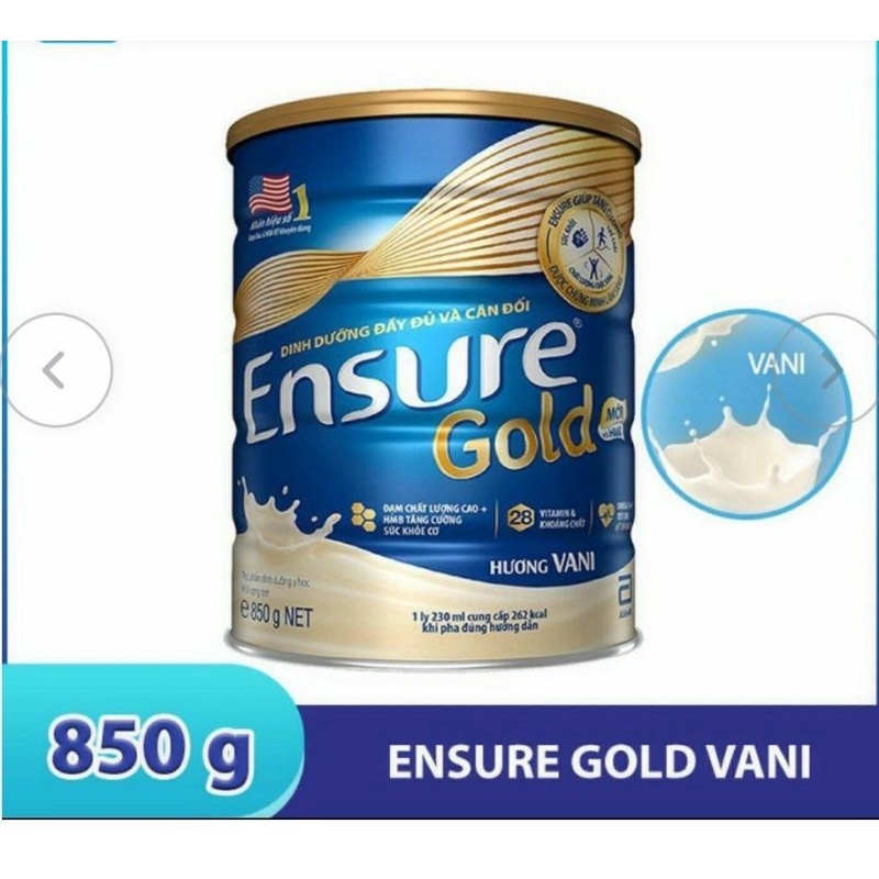Sữa bột Ensure Gold HMB hương Vani 850g MẪU MỚI