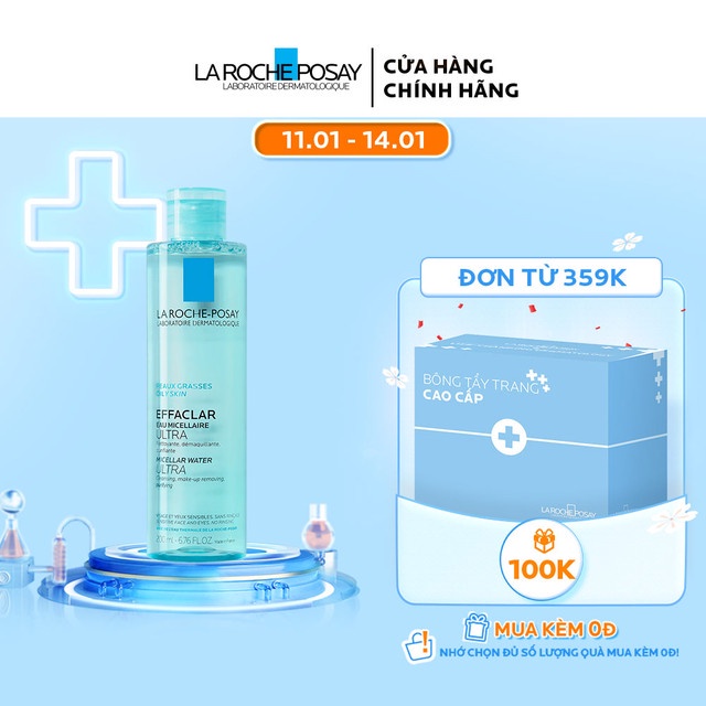 Nước làm sạch sâu và tẩy trang da dầu nhạy cảm La RochePosay Micellar Water 200ml