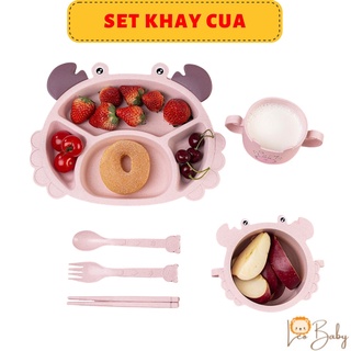 Khay ăn dặm bằng lúa mạch hình con cua ngộ nghĩnh đang yêu dành cho bé - Combo 6 món