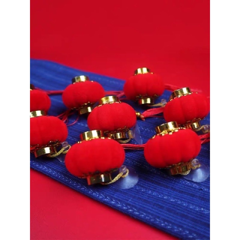 Lồng đèn nhung đỏ nhí trang trí tết, trang trí quán shop nhiều size