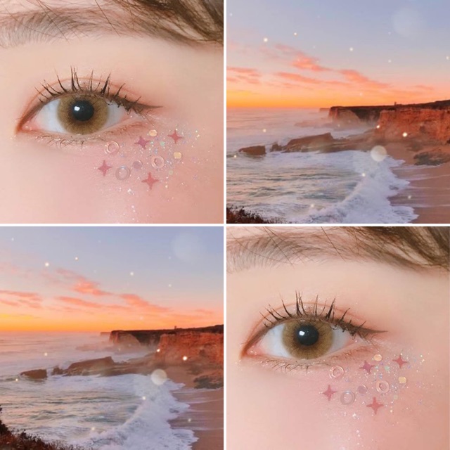 Ảnh thật Lens kính áp tròng nâu vàng hổ phách Citrus Brown