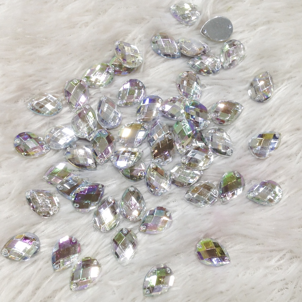 Hạt đá acrylic kết áo đầm hình giọt nước 3d ánh nhũ 7 màu hoa văn sọc nổi thời trang