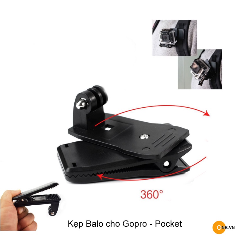 Kẹp gắn balo xoay 360 độ cho Gopro - Osmo Action - Pocket 2