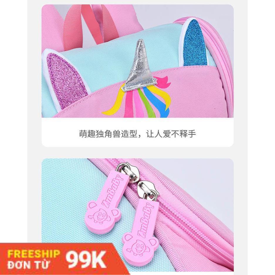 Hoạt Hình Ba Lô Đi Học Trọng Lượng Nhẹ Chống Thấm Nước In Hình Kỳ Lân 3d Dễ Thương Cho Bé Gái