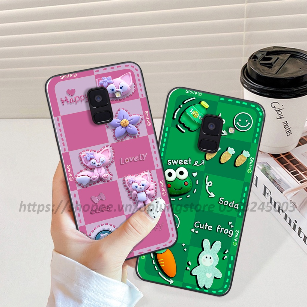 Ốp lưng Samsung A6 2018/ A6 Plus/ A8 2018/ A8 Plus/ J8 in hình 3D gấu cute cool ngầu giả nổi.