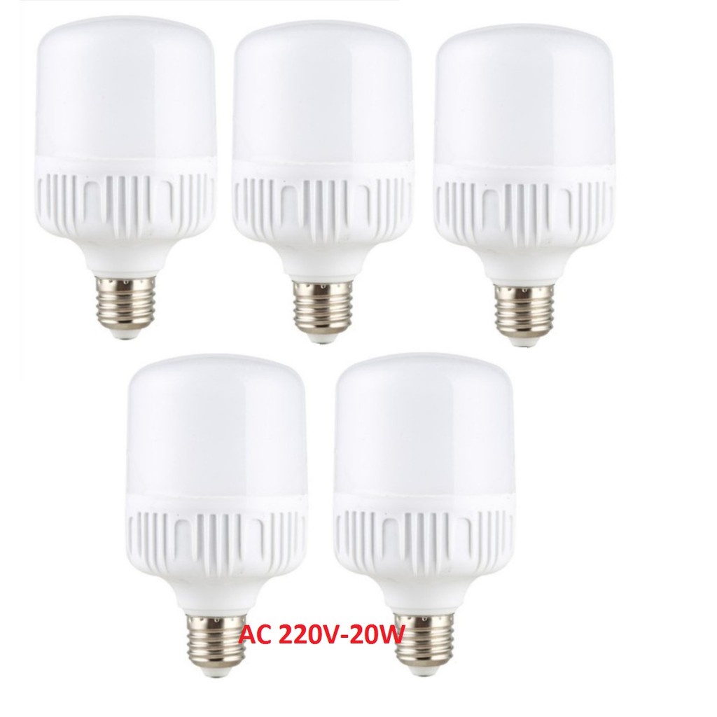 Combo 5 bóng đèn led trụ 220V- 20w tiết kiệm điện