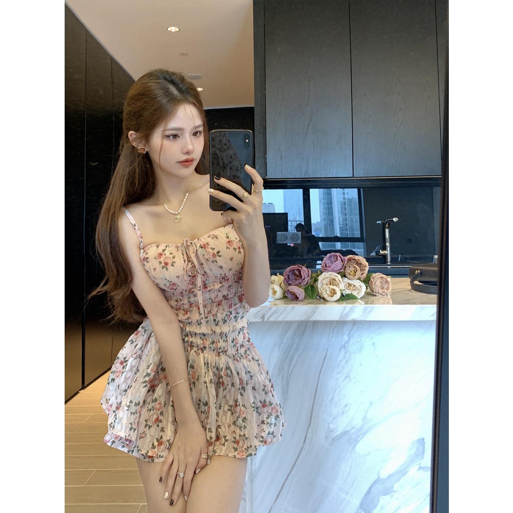 Jane Sét áo croptop + chân váy quần hoa nhí Pinky BST mùa hè ẢNH THẬT CUỐI