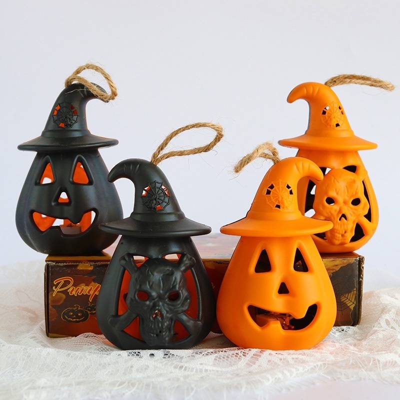 1 Đèn Nến Hình Quả Bí Ngô Dạ Quang Trang Trí Halloween