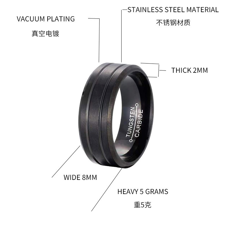 Nhẫn Thép Titan 8Mm Thời Trang Cá Tính