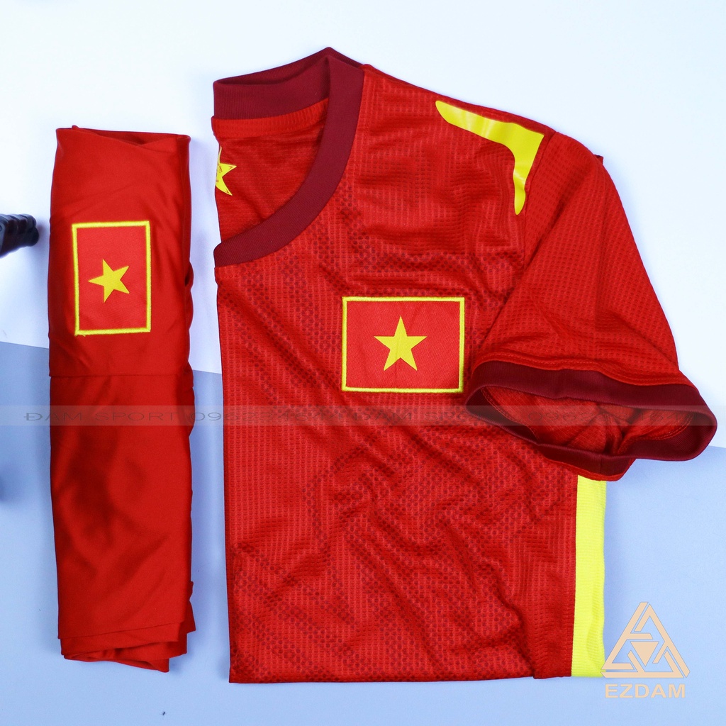 Áo Bóng Đá Việt Nam  đỏ  Ngắn Tay 2021 Mới Nhất Đẹp Mặc Mát Màu Vải Thái Màu Đỏ - Áo Đá Banh