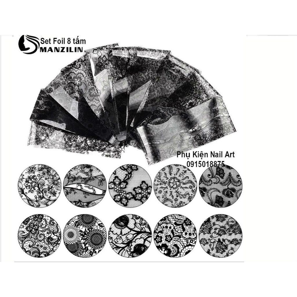 Set Foil ren đen 8 miếng/1 set