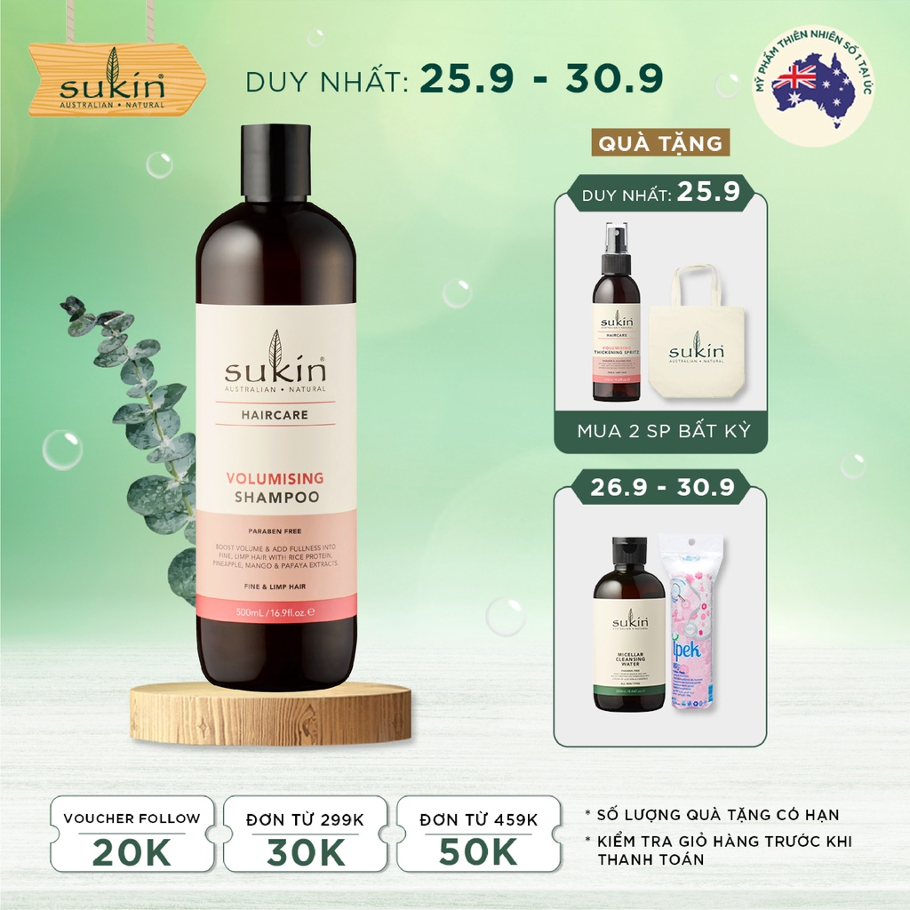 Dầu Gội Làm Phồng Tóc Sukin Haircare Volumising Shampoo 500ml