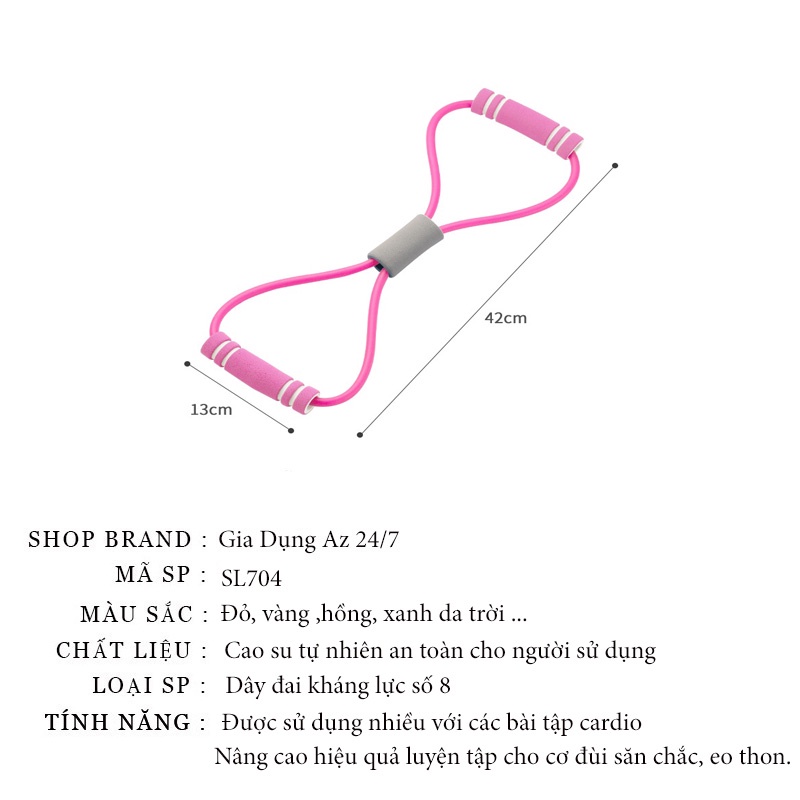 Dây đai kháng lực đa năng số 8 bằng cao su đàn hồi tốt hỗ trợ các bài tập thể dục yoga giúp duy trì vóng dáng đẹp SL704