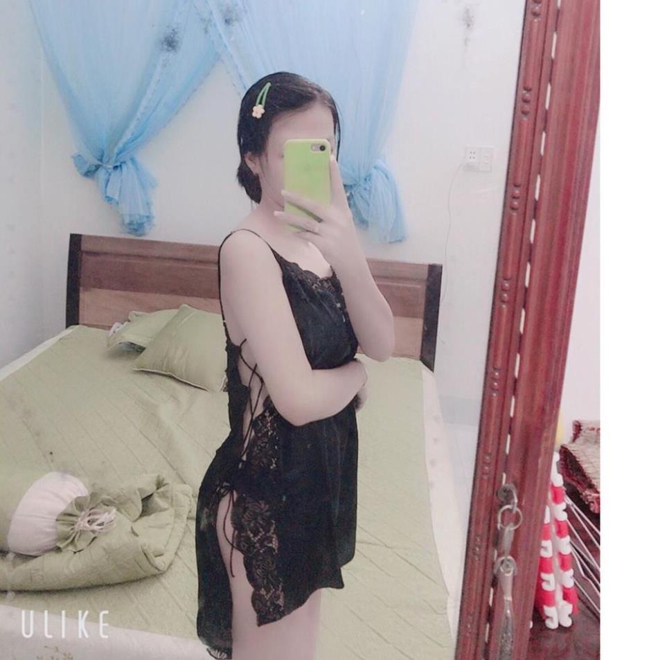 Váy ngủ sexy đan dây hông đầm ngủ lụa phối ren gợi cảm với 5 màu Hot Trend %