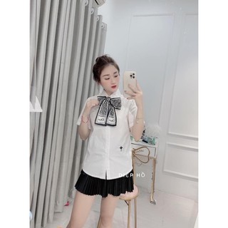 sơ mi cộc tay kèm nơ