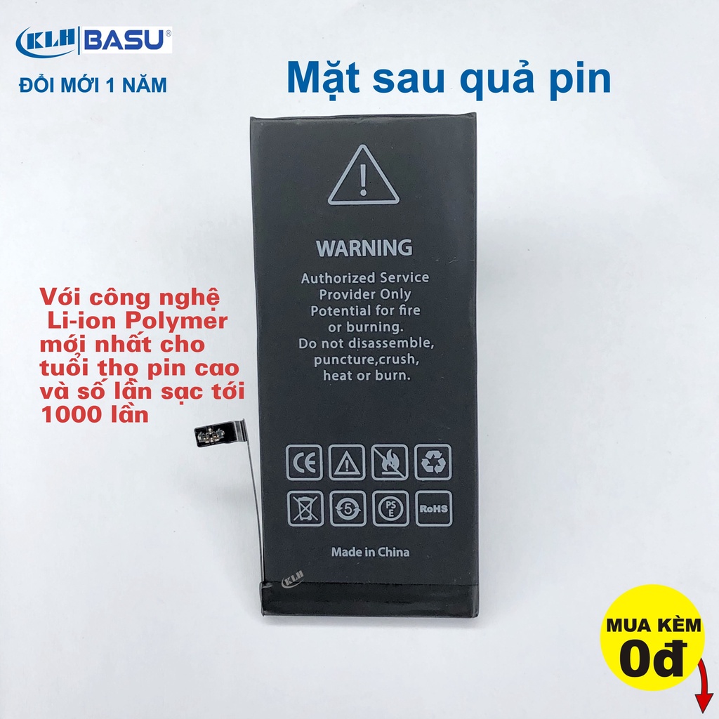 Pin lắp iPhone 5 5s 6 6s 6plus 6splus 7, 7plus, 8, 8plus, X chính hãng BASU dung lượng chuẩn như pin zin theo máy KLH