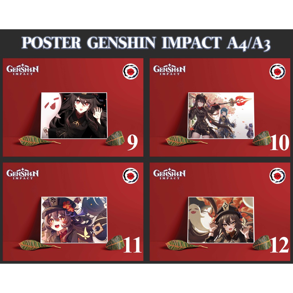 Postcard Cao Cấp - Poster Genshin Impact Set Hutao