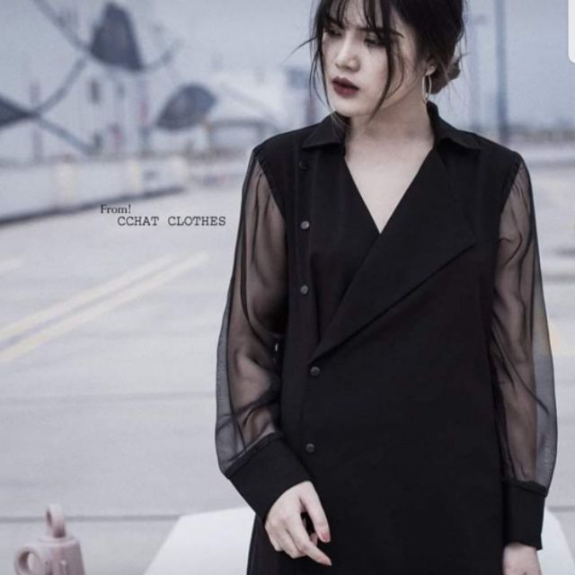 Đầm cchats tay voan