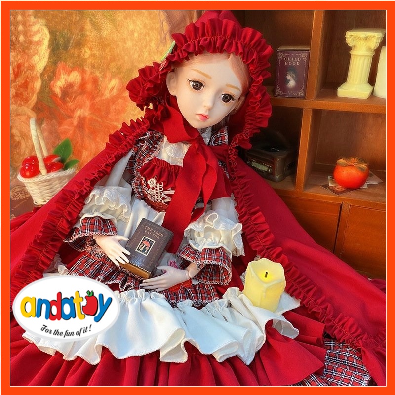 Búp bê 60cm bjd cô bé quàng khăn đỏ dễ thương phát nhạc đồ chơi bé gái ANDAKIDS AD887