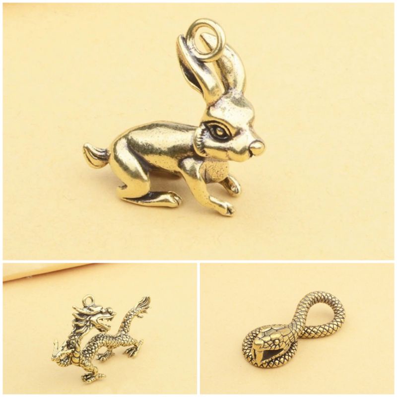 Tượng đồng 12 con giáp mini  Vật phẩm phong thuỷ, trang trí, móc khoá, dây chuyền