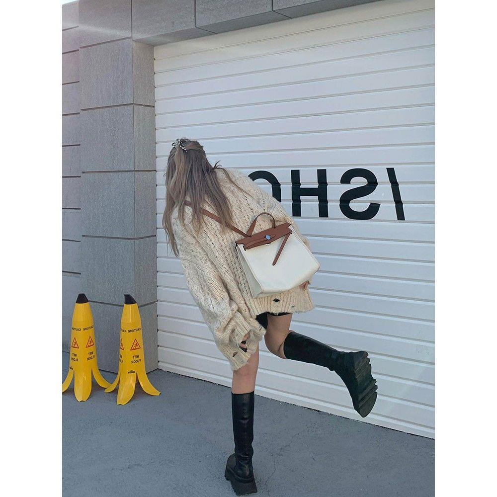 Áo Dệt Kim Dáng Rộng Phong Cách Retro Mùa Thu 2022 Cho Nữ
