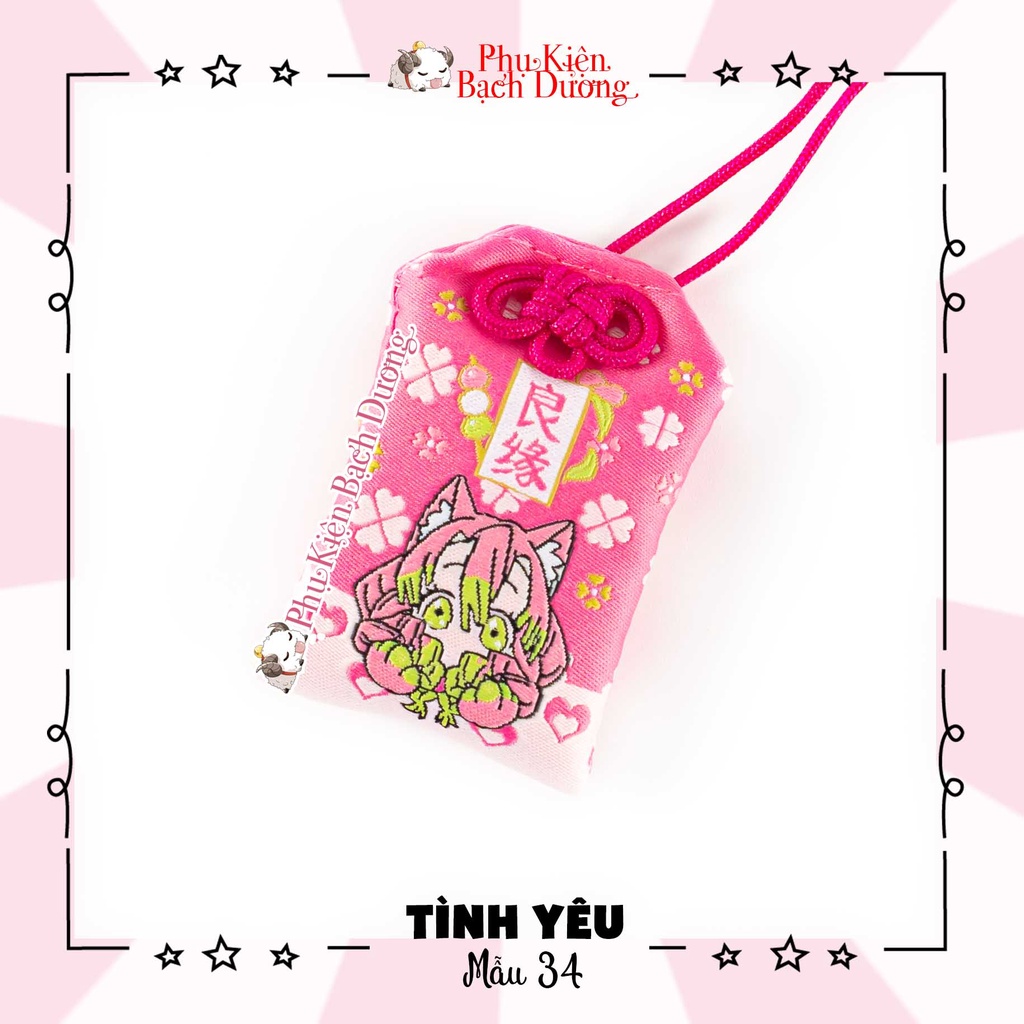 Móc Khóa Yushou Tình yêu Mẫu 34 - Luyến Trụ Kanroji Mitsuri - Kiểu Omamori Nhật Bản