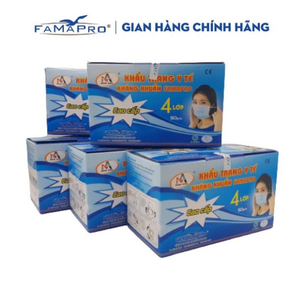 [HỘP-50c] 5 HỘP Khẩu trang y tế 4 lớp kháng khuẩn Famapro