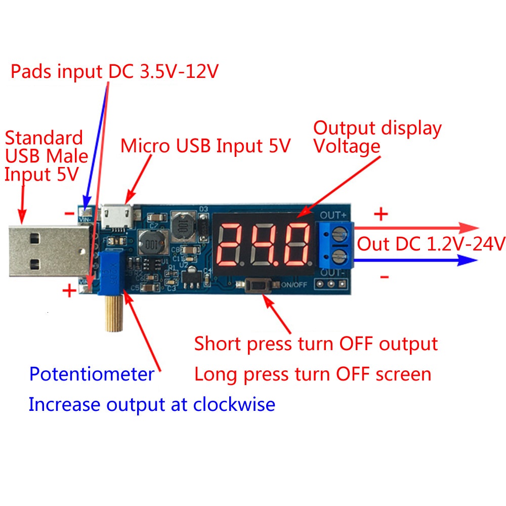 Mô Đun Tăng Áp DC-DC 5V Sang 3.5V / 12V USB DC 1.2V-24V
