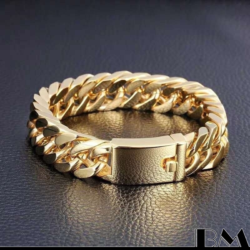 Vòng tay nam dạng mắc xích mạ vàng 18k thời trang