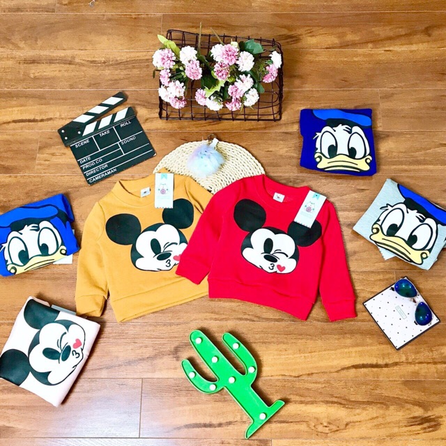 Áo nỉ chuột Mickey vịt Donal cực đẹp cực yêu cho bé trai bé gái từ 1-7 tuổi