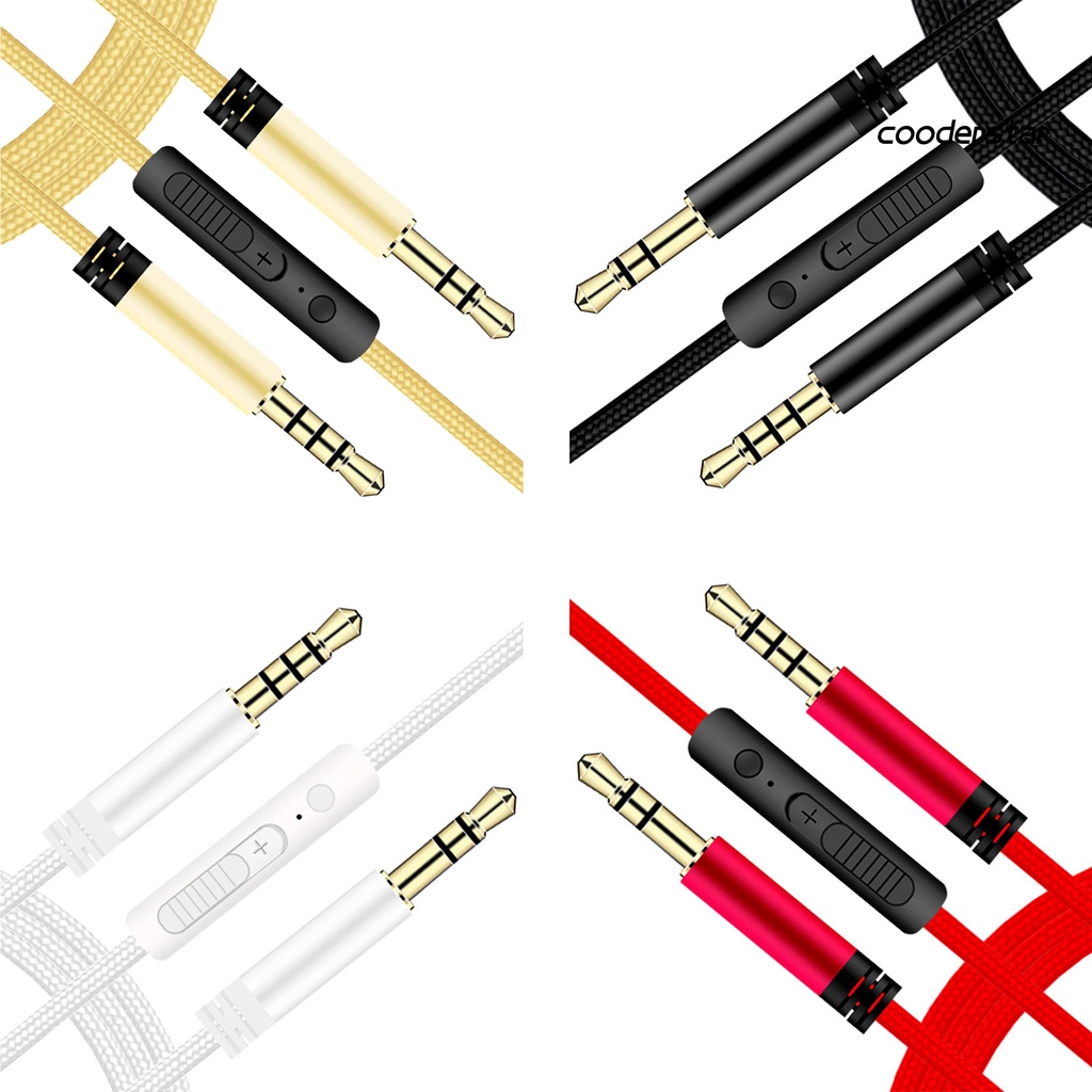 Dây cáp âm thanh mạ vàng điều chỉnh âm lượng 3.5mm sang 3.5mm kèm mic