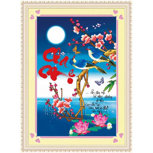 Tranh Thêu Chữ Thập 3D Ân Cha Mẹ Là Đại Dương Vô Tận. Con Chỉ Là Con Sóng Nhỏ Lăn Tăn 222954 (KHÁCH TỰ THÊU) KT:40X56CM