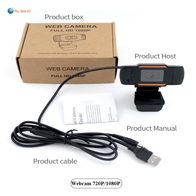 Webcam máy tính laptop livestream có Mic Full HD PC Gaming 720P High Solution | BigBuy360 - bigbuy360.vn
