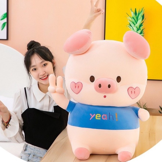 Gấu Bông Heo Má Tim , Thú Nhồi Bông Lợn Cute Hot Trend Chất Miniso Cao Cấp Siêu Mềm Mịn