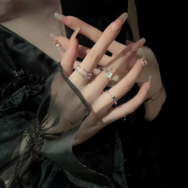 Set Nhẫn Hai Lớp Đính Đá Thời Trang Dành Cho Nữ