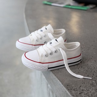 Giày Conver kiểu buộc dây cho bé trai bé gái đế êm phong cách CG24-Trắng