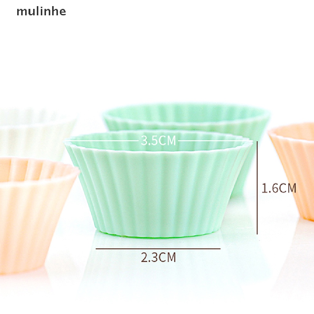 Set 10 Khuôn Silicon Làm Bánh Cupcake Hình Tròn Tiện Dụng